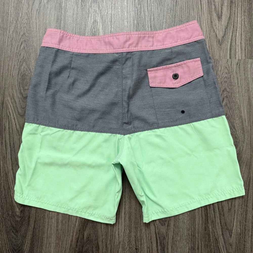 Lost Board Shorts Mens Size 32 Surf Swim Trunks Pink‎ Gray Green Striped